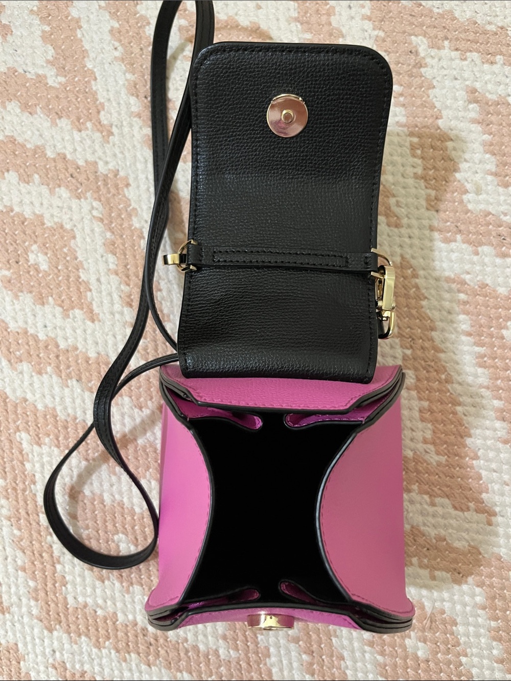 henri bendel Pink, Black & White Mini Leather Top-Handle Crossbody - Picture 8 of 9